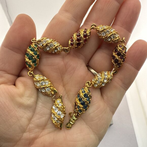 Camrose and Kross JBK Bracelet Rhinestone Royal Egg Jackie Kennedy Gold Tone - Picture 14 of 15